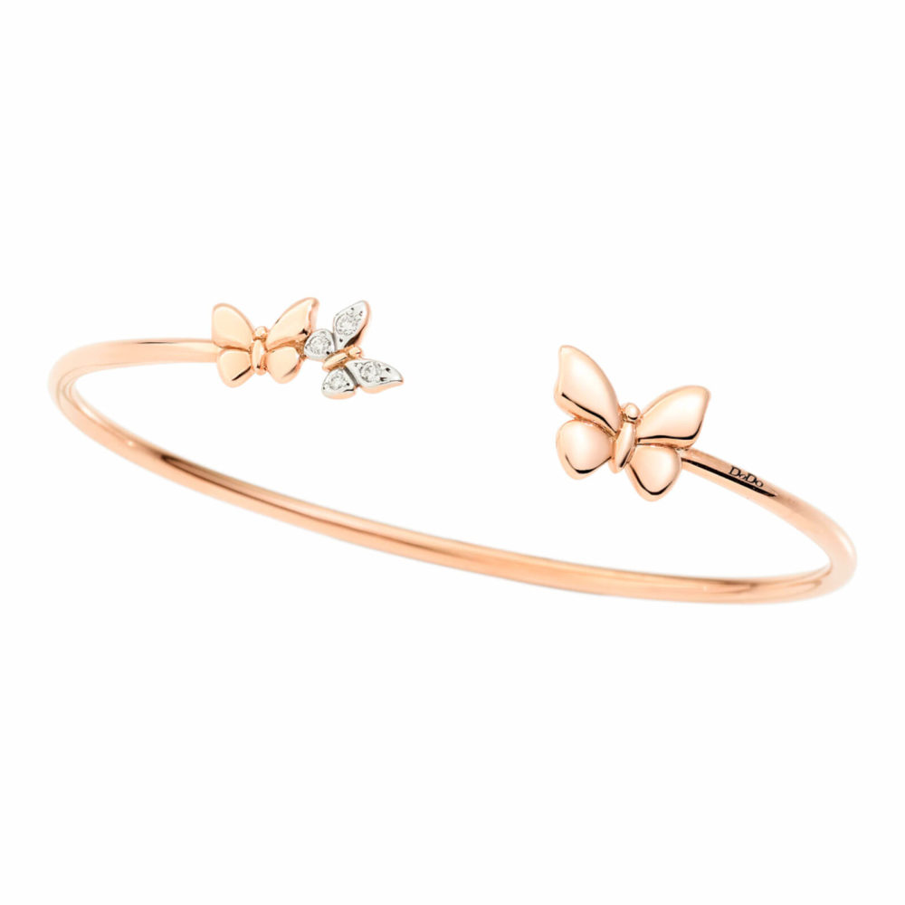 Rose gold Butterfly bracelet set with diamonds