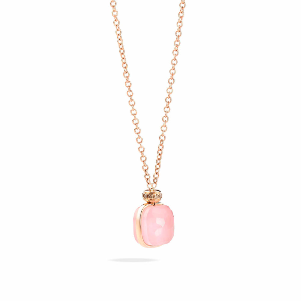 Collier Nudo serti de quartz rose et calcédoine