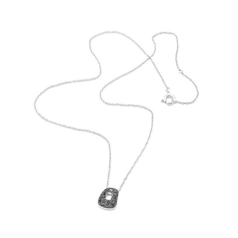 Mattioli - Puzzle mini collier en or blanc 750 sertie de diamants noirs