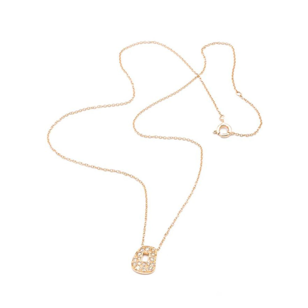 Puzzle mini collier en or rose 750 sertie de diamants bruns