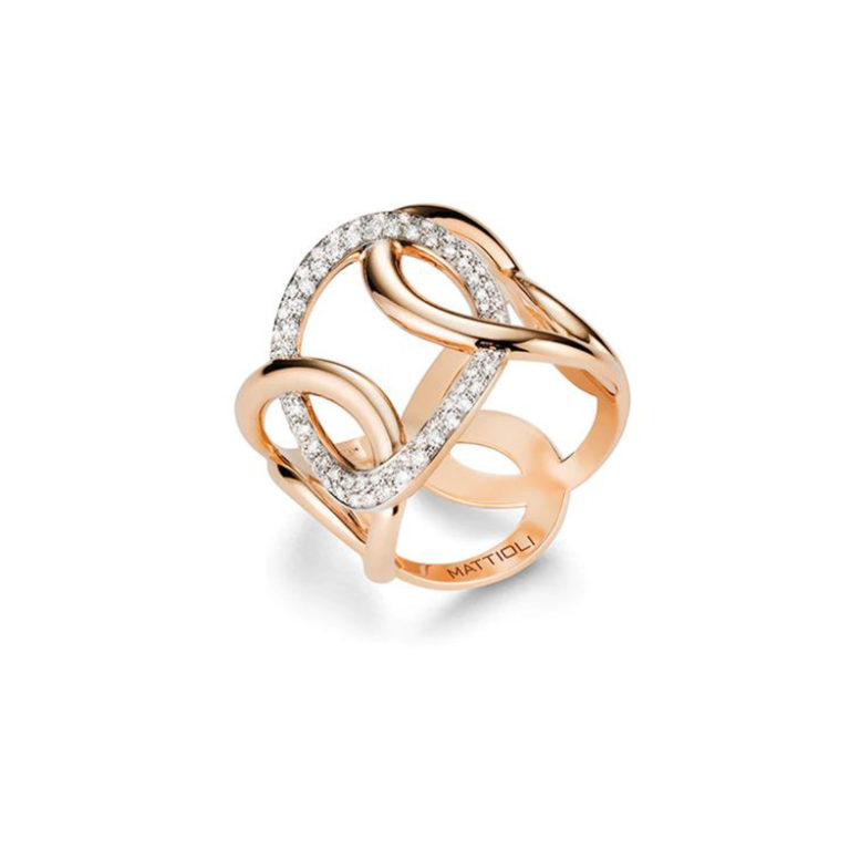 Mattioli - Hiroko ring in 750 pink gold set with diamonds