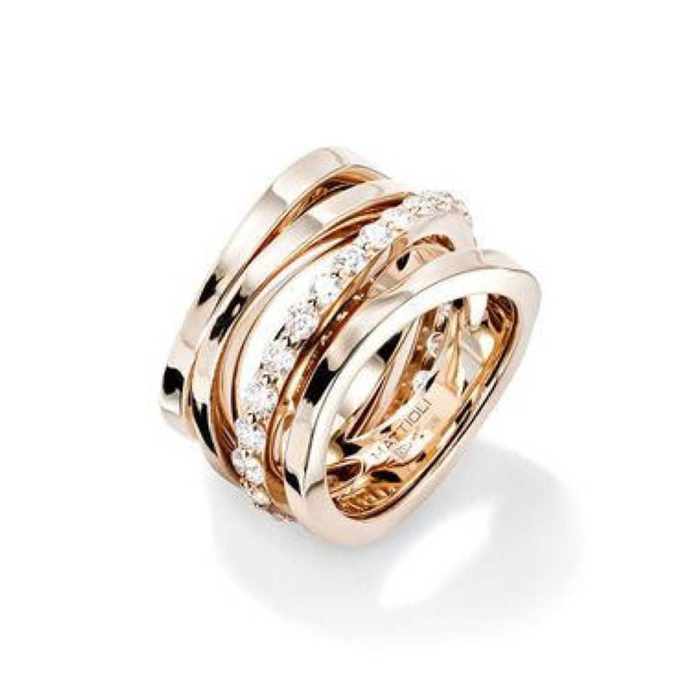 Aspis, 750 rose gold ring set with diamonds