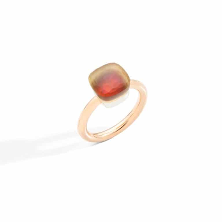 Pomellato - Nudo Classic gelé, bague en or rose et or blanc 750, sertie d’une citrine quartz doublée d’une cornaline