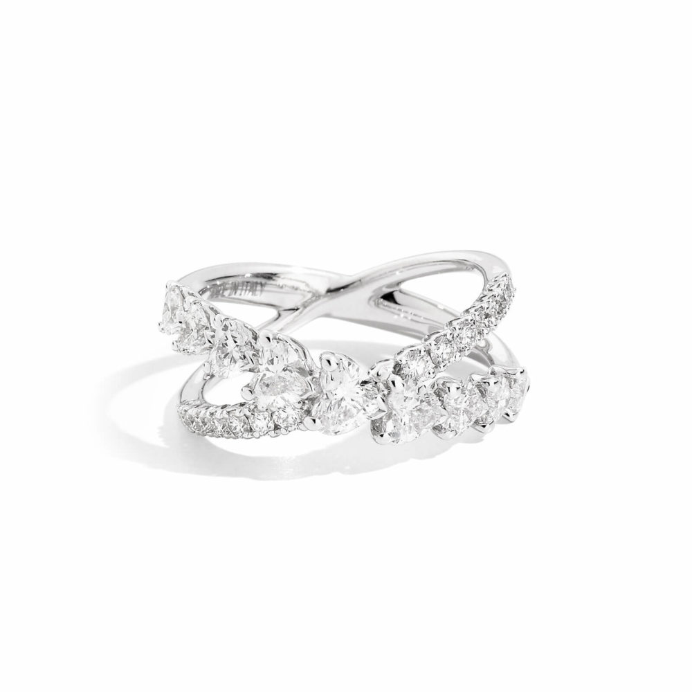 Bague Anniversary Love entrecroisée en or blanc – taille 53