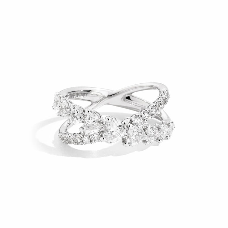 Recarlo - Bague Anniversary Love entrecroisée en or blanc – taille 53