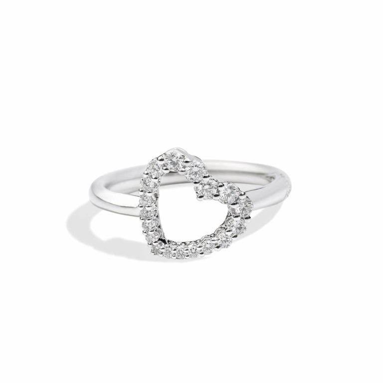 Recarlo - Bague Anniversary en or blanc en forme de coeur