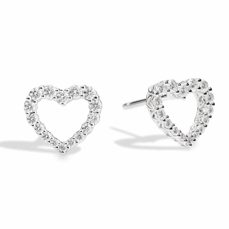 Recarlo - Anniversary heart shaped white gold earrings