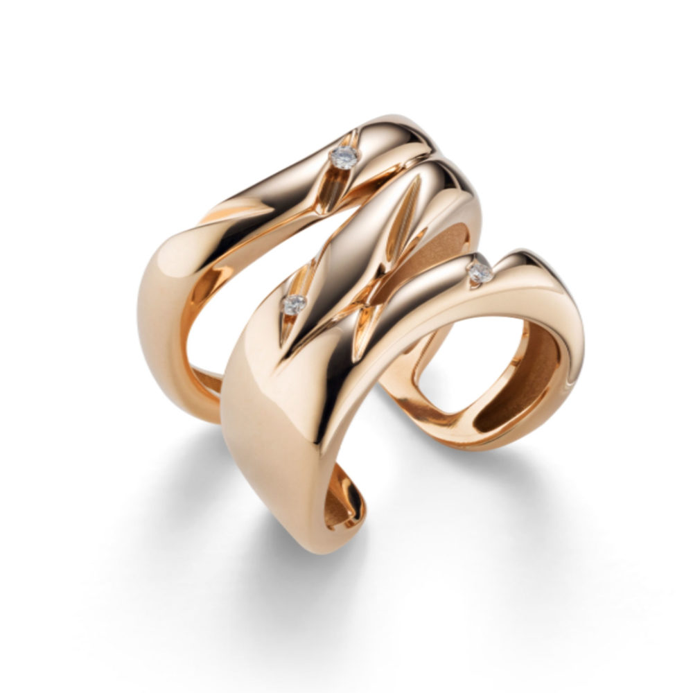 Arte, bague en or rose 750 sertie de diamants