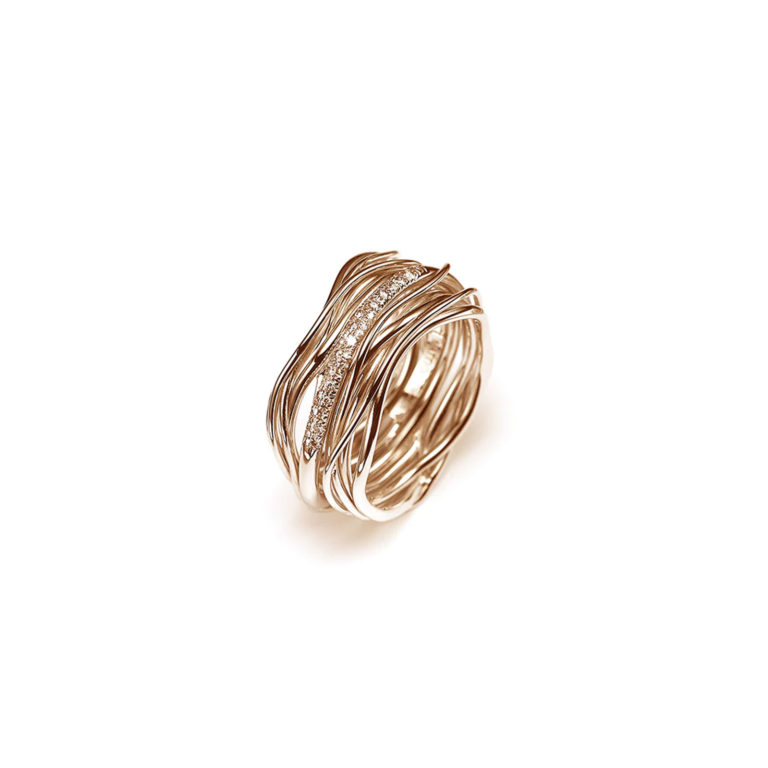 Mattioli - Tibet, bague en or rose 750 sertie de diamants