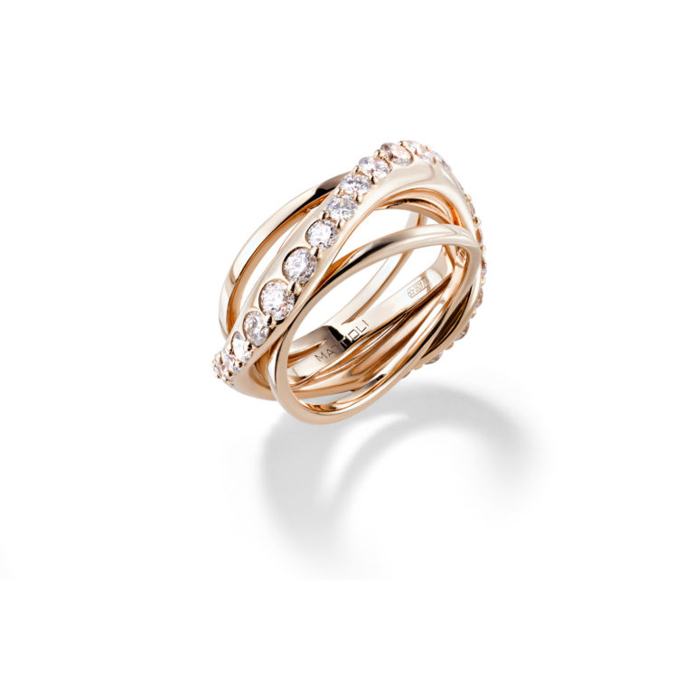 Mattioli - Aspis, bague en or rose 750 sertie de diamants