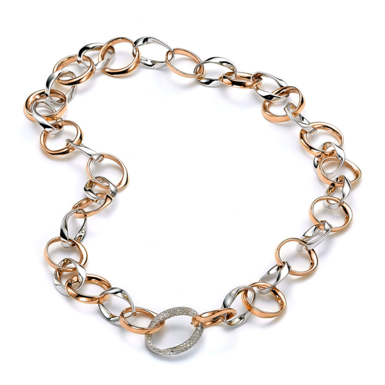 Mattioli - 1TO, collier bicolore en or jaune et blanc 750, sertie de diamants