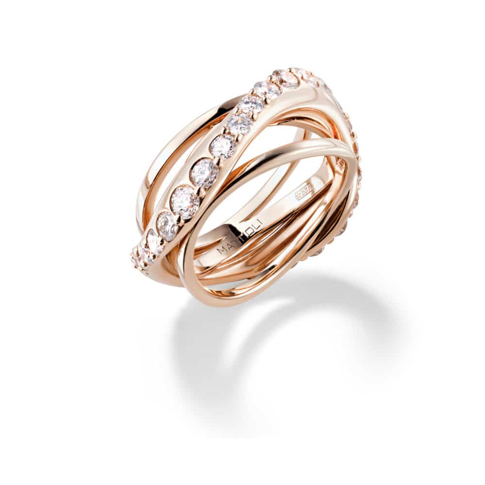 Aspis, 750 rose gold ring set with diamonds
