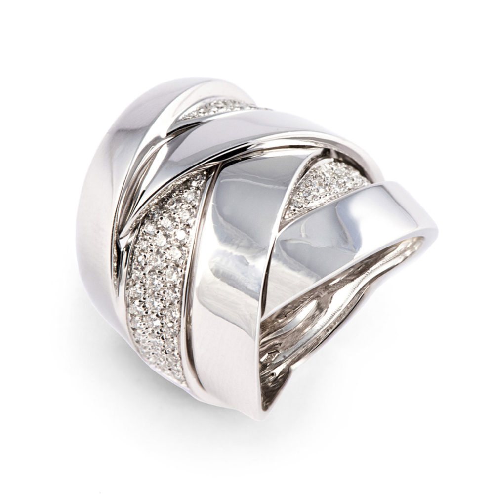 Maldamore, bague en or blanc 750 sertie de diamants