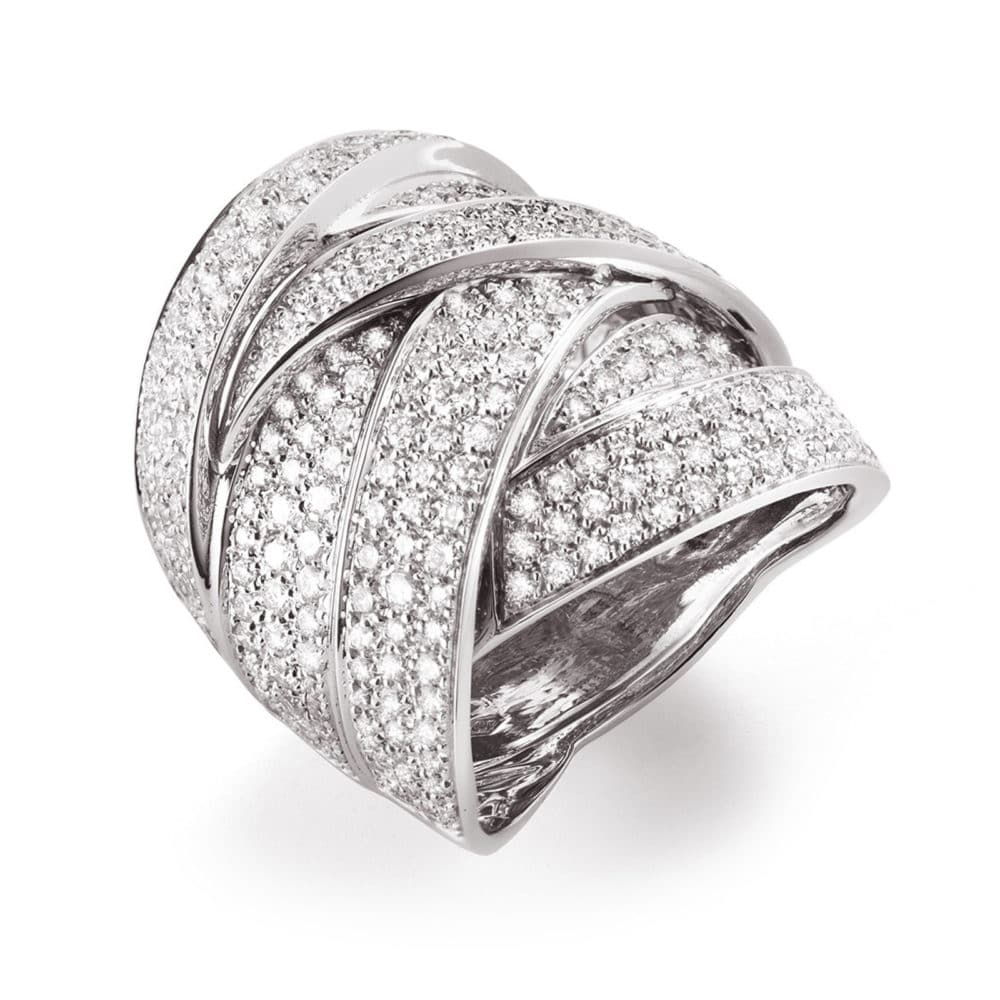 Maldamore, bague en or blanc 750 sertie de diamants