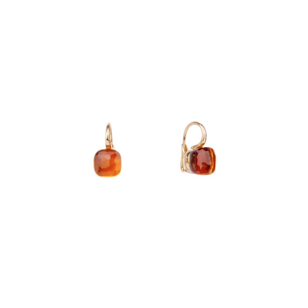 Nudo, boucles d’oreilles en or rose 750 avec deux pierres citrine madère