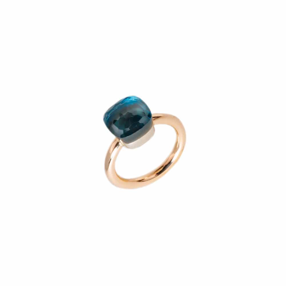 Nudo classic bague or rose 750 sertie d’une topaze london blue
