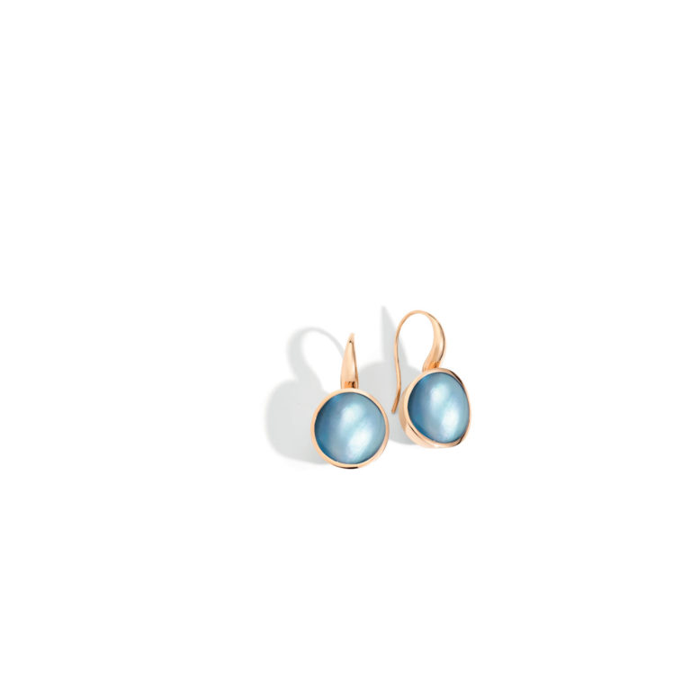 Vhernier - Giotto, boucles d’oreilles pendantes en or rose 750, cristal de roche, nacre et jade