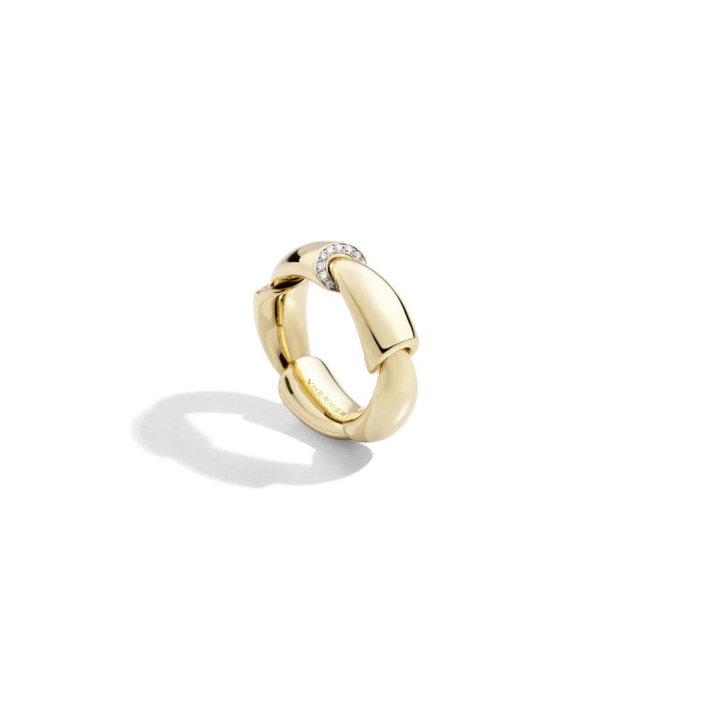 Calla Media, bague en or rose 750, sertie de 9 diamants