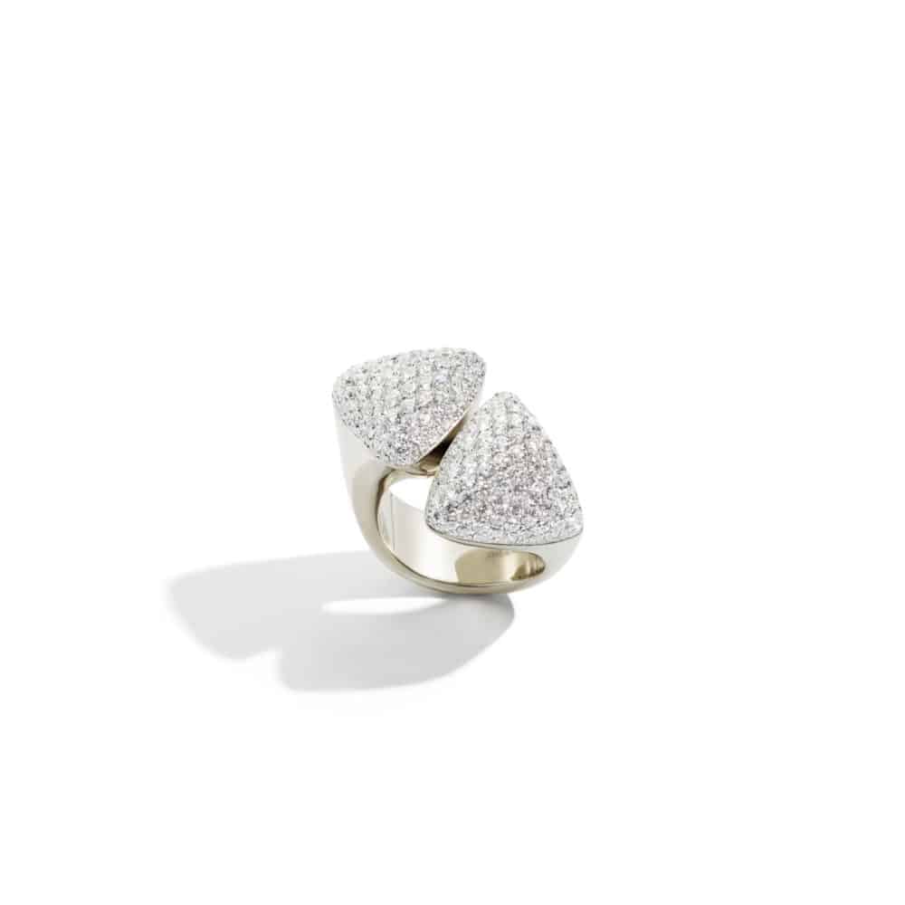 Freccia, bague en or blanc 750 et palladium sertie de 212 diamants