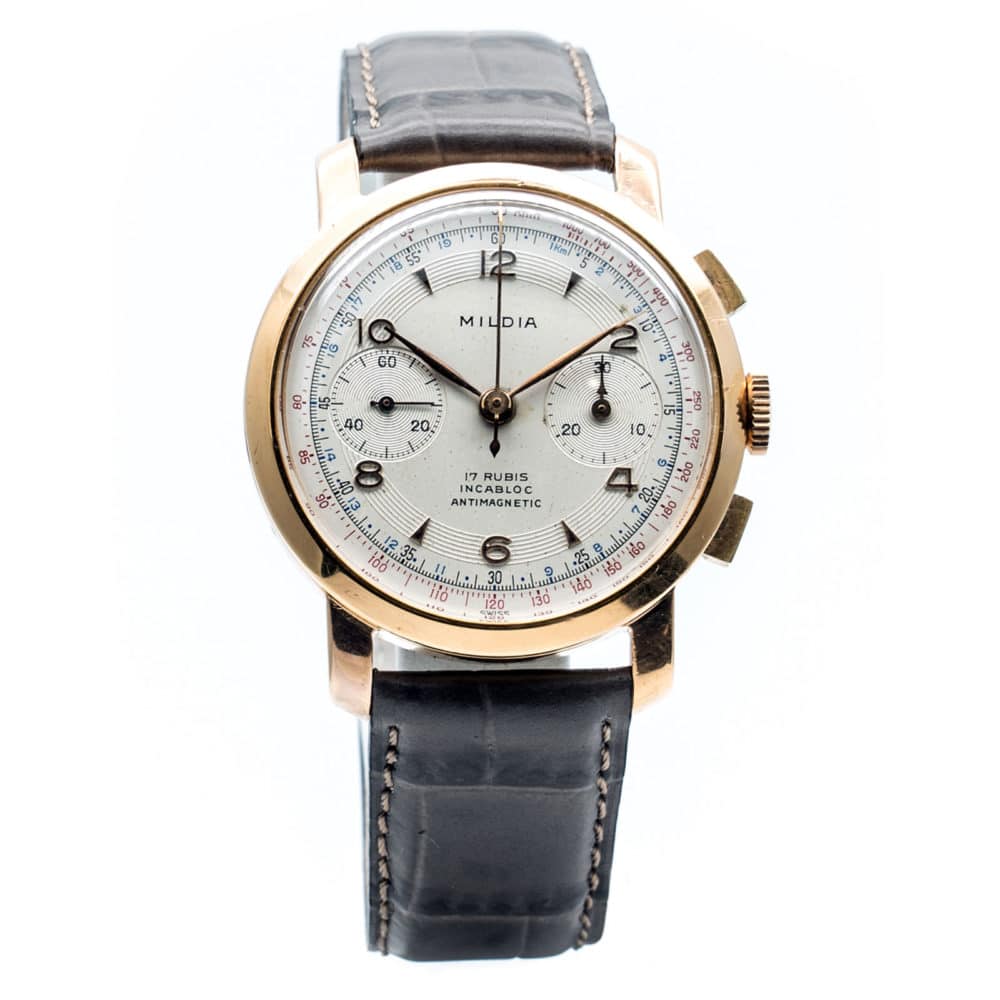 Vintage chronographe à remontage manuel boitier 38mm plaqué