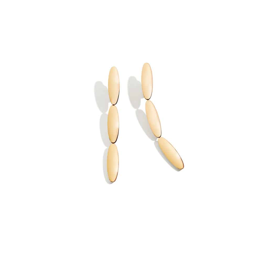 Roulette, boucles d’oreilles pendantes en or rose 750 et palladium