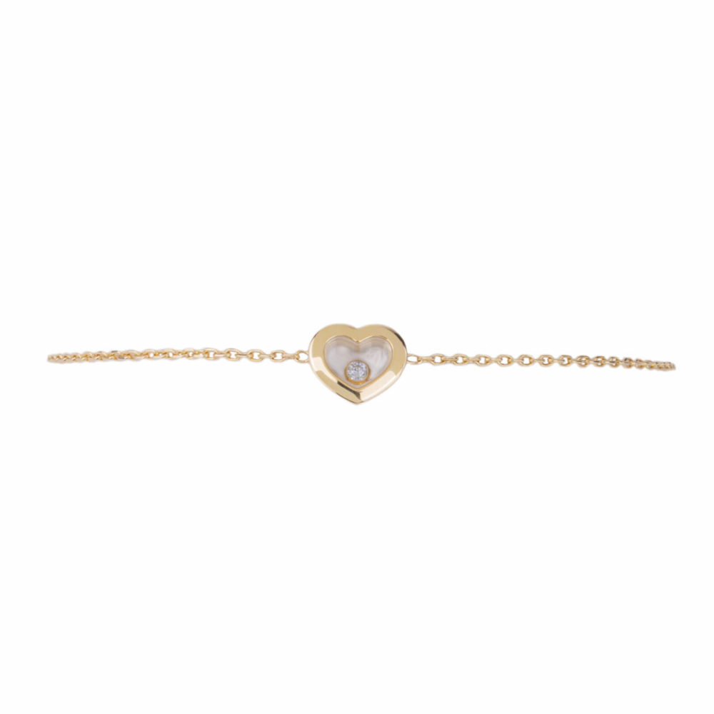 Happy Diamonds gold bracelet heart with 1 mobile diamond