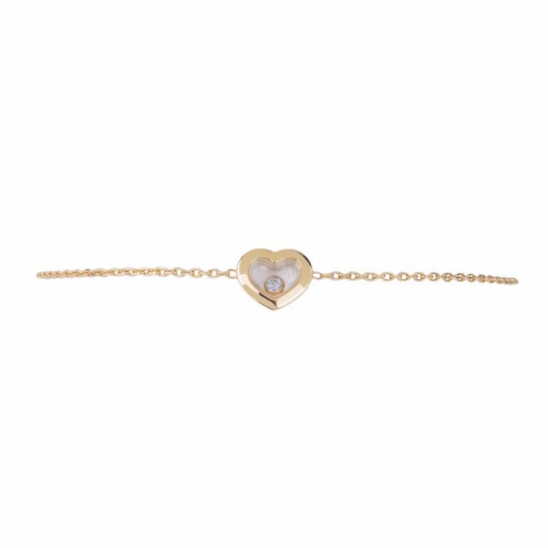 Chopard - Happy Diamonds bracelet coeur or jaune 750 avec 1 diamant mobile