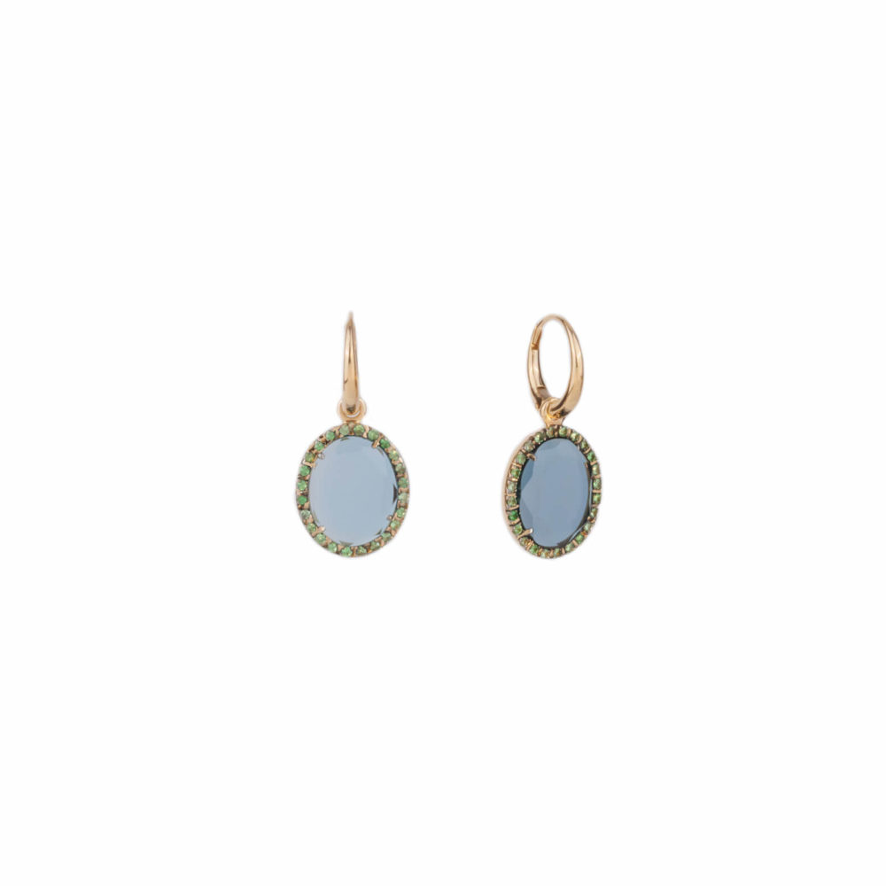 Colpo Di Fulmine earrings London blue topaz & Tsavorites