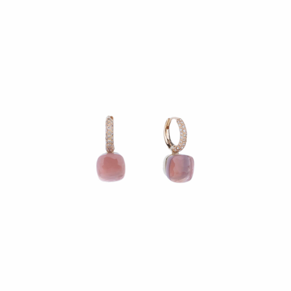 Nudo Classic rose quartz and diamond earrings