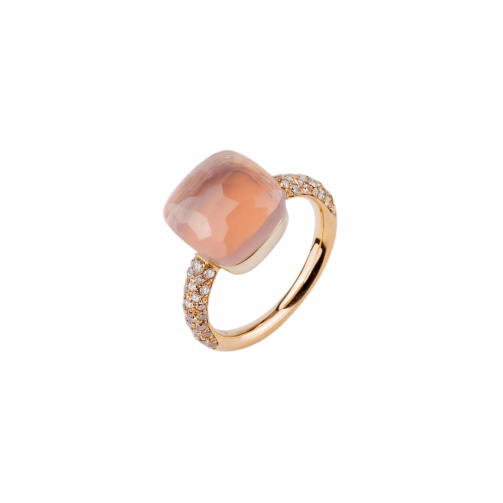Nudo Maxi rose quartz & brown diamond ring