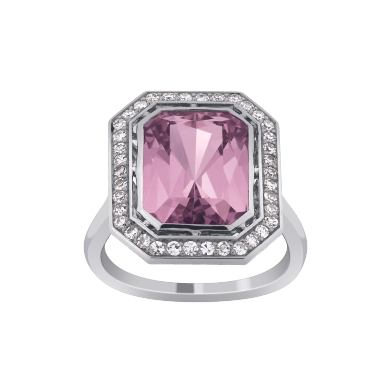 Vintage Jewelry - Platinum kunzite & diamond ring