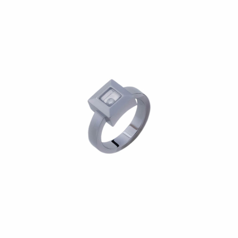 Chopard - Happy Diamonds bague or blanc motif carré