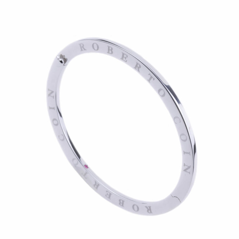 Roberto Coin - Bracelet rigide or blanc 750 forme ovale
