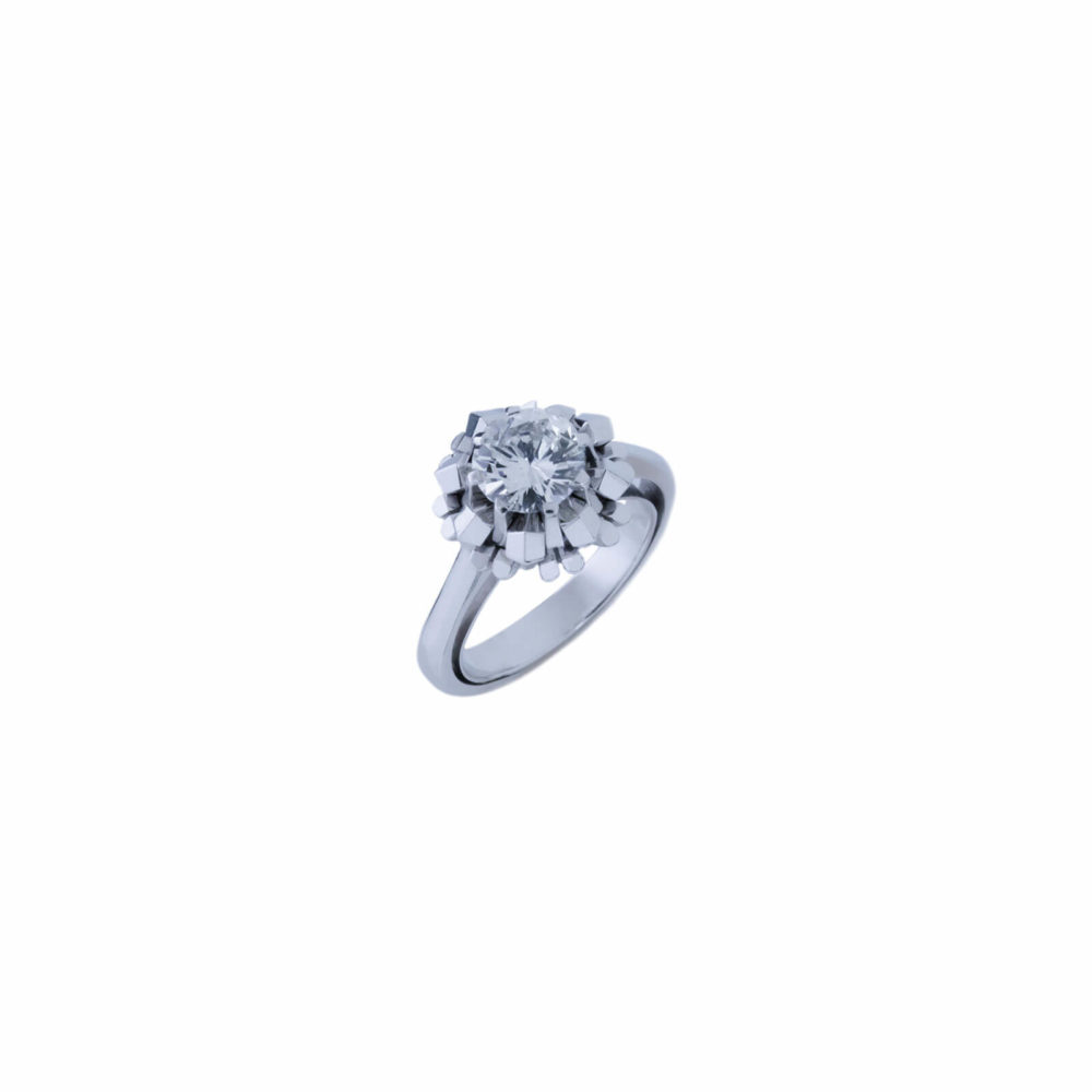 Solitaire platinum 950 ring with 1 diamond 1,13ct
