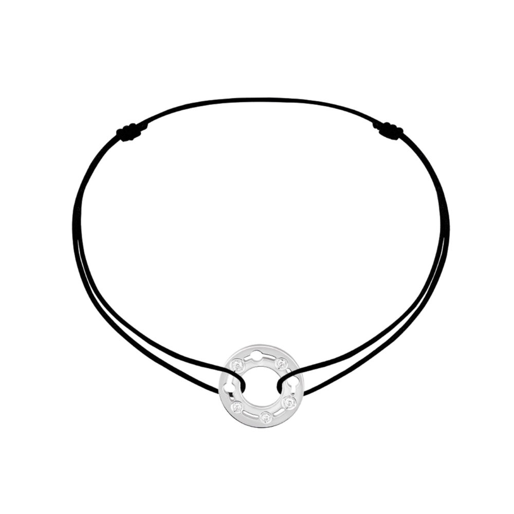 Pulse bracelet or blanc sur cordon