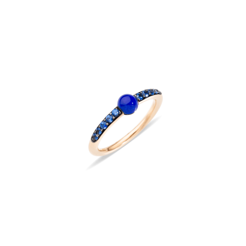 Bague M’Ama Non M’Ama – Or rose, saphirs bleus et lapiz-lazuli