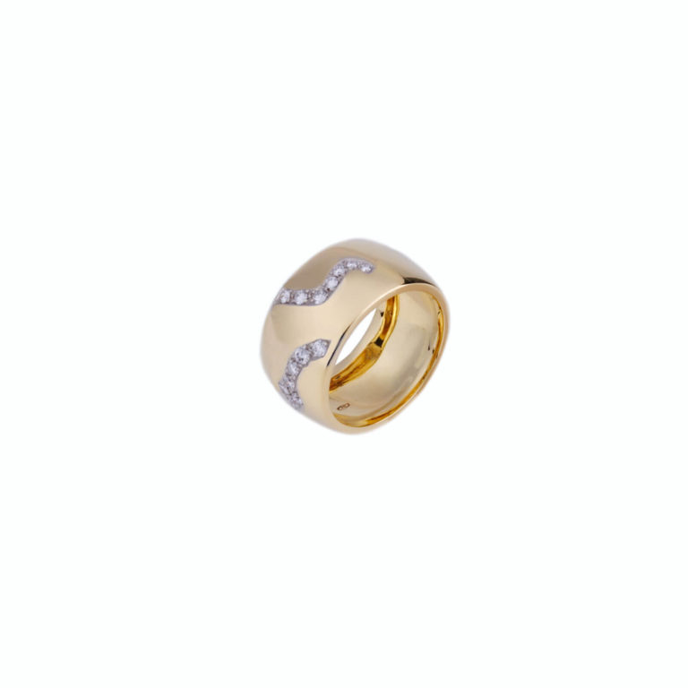Pomellato - Vintage bague or jaune 10mm sertie de diamants