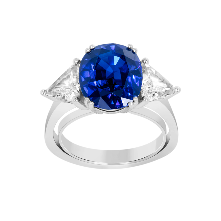 Vintage Jewelry - White gold ring with sapphire and diamonds
