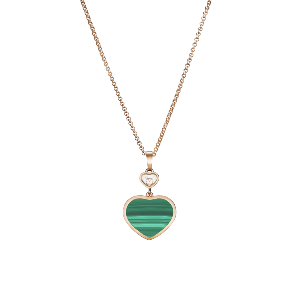 Happy Hearts – Rose Gold, Diamond and Malachite Pendant