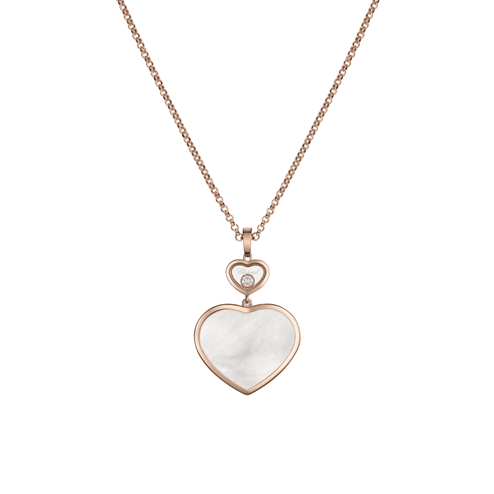 Happy Hearts – Pendentif en or rose, diamant et nacre