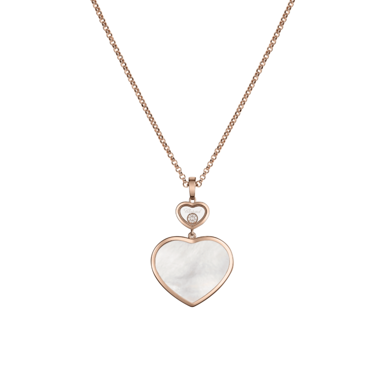 Chopard - Happy Hearts – Pendentif en or rose, diamant et nacre