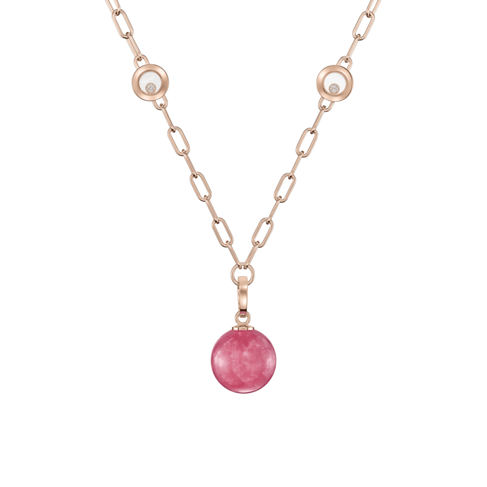 Happy Diamonds Planet – Rose gold, diamonds and rhodochrosite necklace