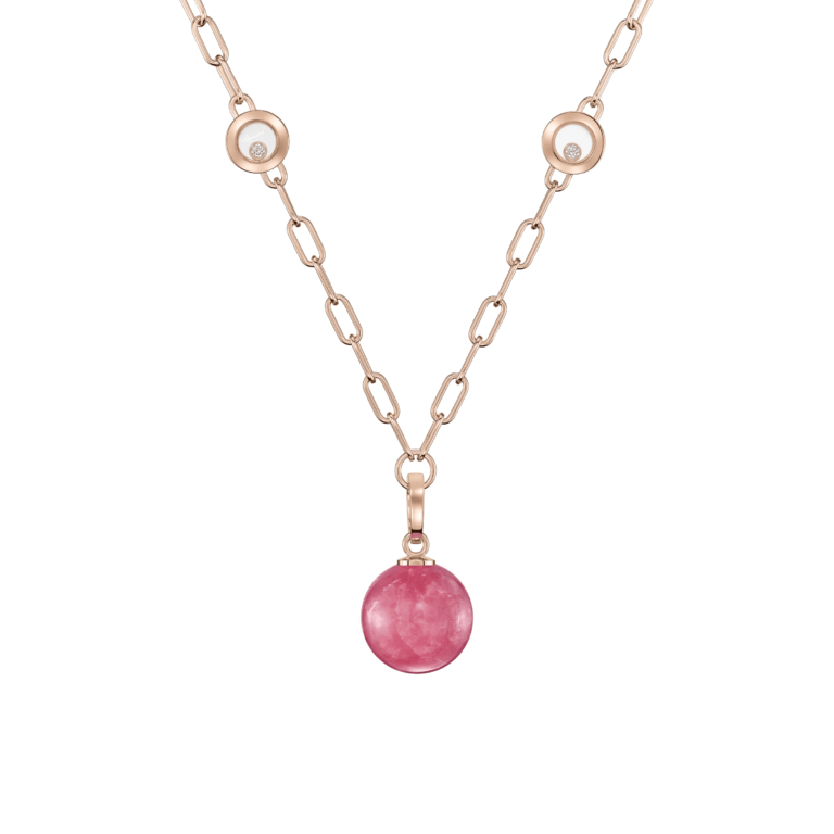 Chopard - Happy Diamonds Planet – Rose gold, diamonds and rhodochrosite necklace