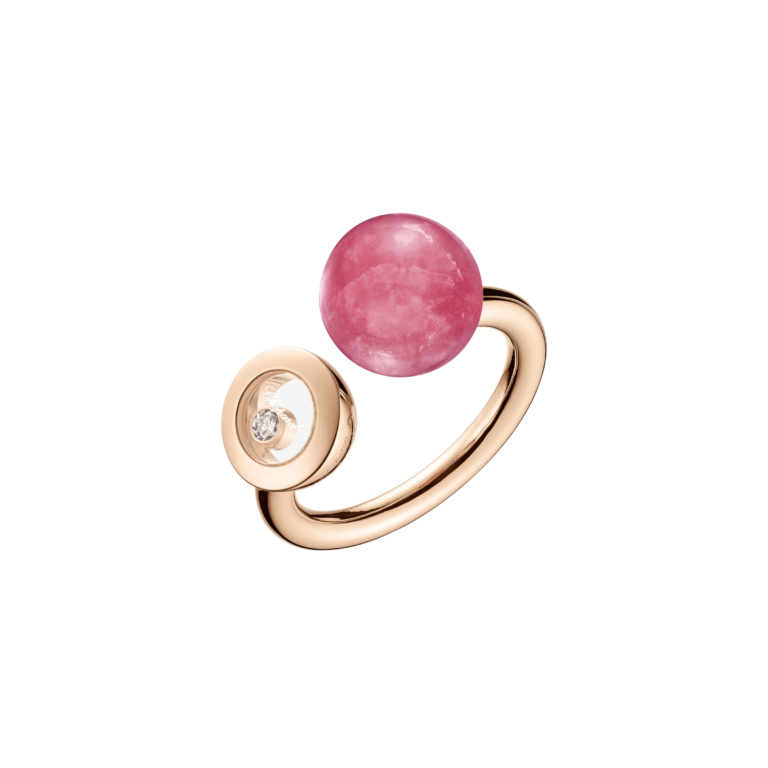 Chopard - Happy Diamonds Planet – Bague en or rose, diamants et rhodochrosite