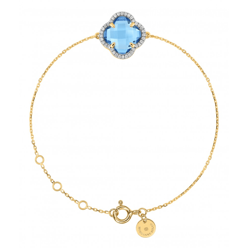Yellow Gold Bracelet – Victoria Diamonds and Topaz (Swiss Blue)