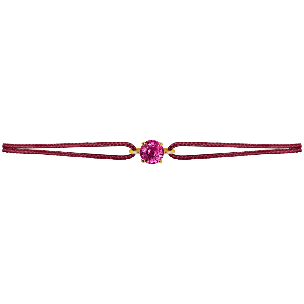 Bracelet cordon serti d’un saphir framboise