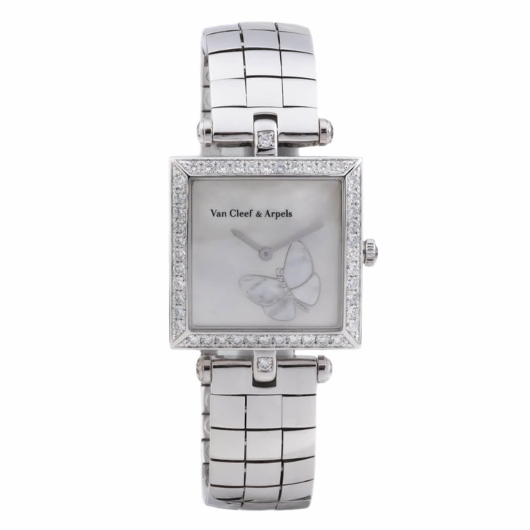 Van Cleef & Arpels - « La Papillon » montre Classic Square or blanc