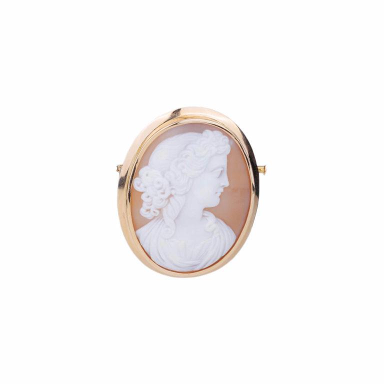 Bijoux Vintage - Broche-pendentif or rose Camée