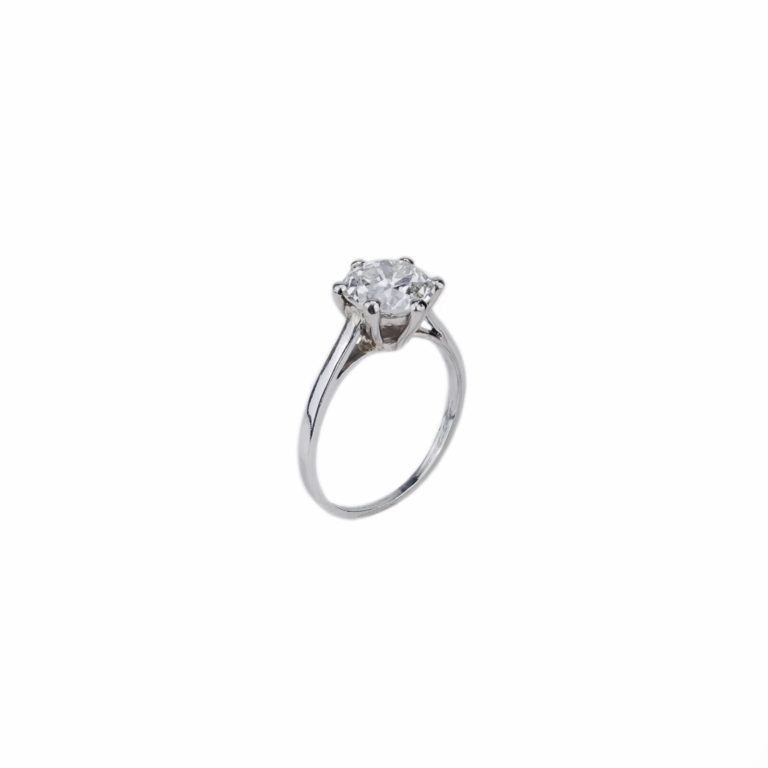 Bijoux Vintage - Solitaire platine diamant 1,9ct
