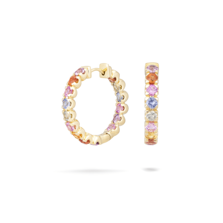 Piero Milano - Boucles d’oreilles Saphirs multicolores et or jaune